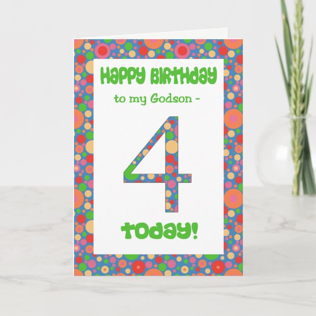 Carte d'anniversaire 4 pour Godson, Bright et Bubb (Devant)