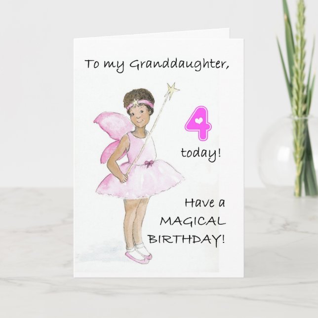 Carte d'anniversaire 4 pour une petite-fille (Devant)