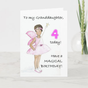 Carte d'anniversaire 4 pour une petite-fille