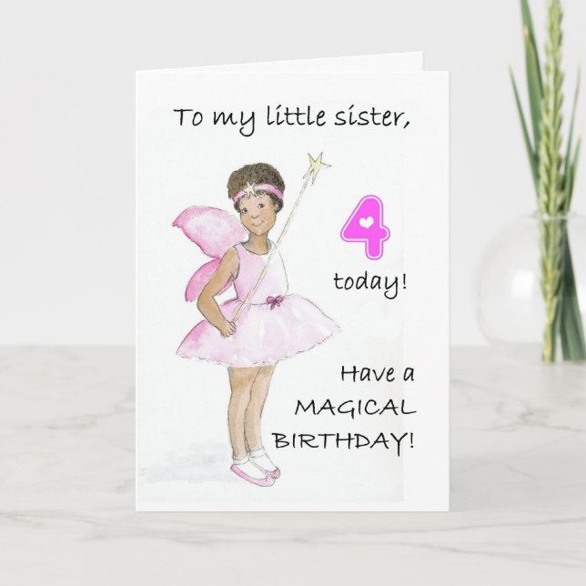 Carte d'anniversaire 4 pour une petite soeur (Devant)