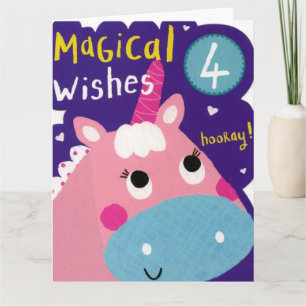 Carte d'anniversaire 4 - Unicorne rose/bleu