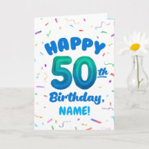 Carte d'anniversaire 50 ans avec nom personnalisé