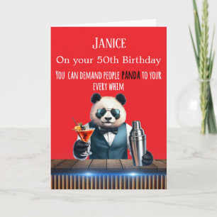 Carte d'anniversaire 50 ans drôle de Panda