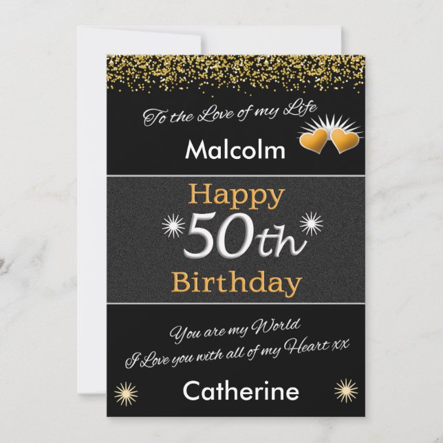 Carte d'anniversaire 50th Mans vintage (Devant)