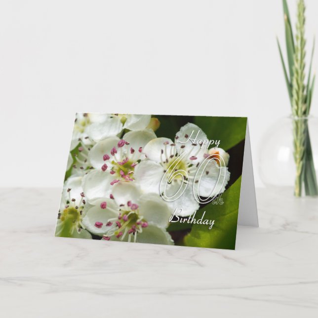 Carte d'anniversaire 60e avec fleur - Floral 60e a (Devant)