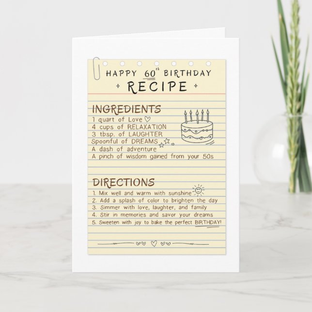 Carte d'anniversaire 60e pour maman ou grand-mère (Devant)