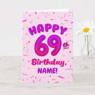 Carte d'anniversaire 69 ans avec nom personnalisé