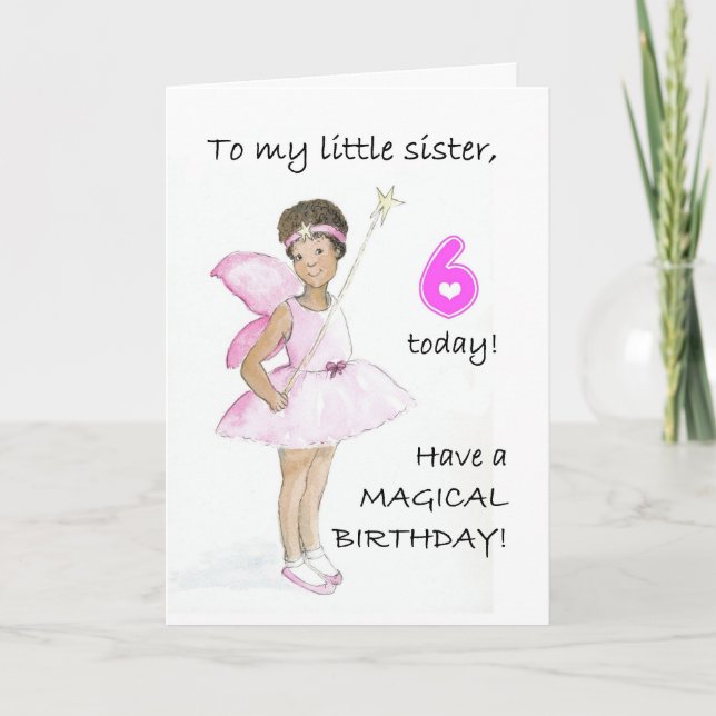 Carte d'anniversaire 6e pour Petite Soeur (Devant)