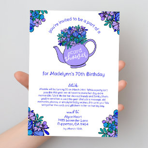 Carte d'anniversaire 70 ans Théière Florale Pluie 