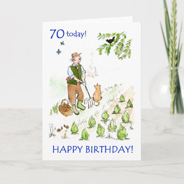 Carte d'anniversaire 70e pour un jardinier (Devant)