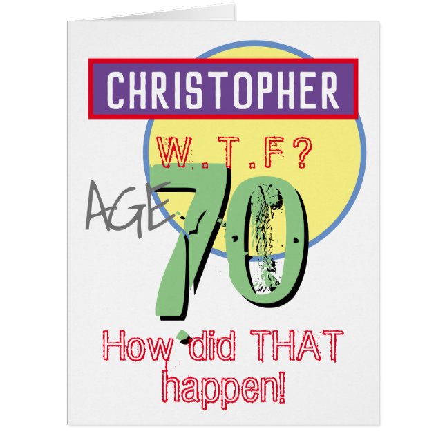 Carte d'anniversaire 70e - WTF Design (Devant)
