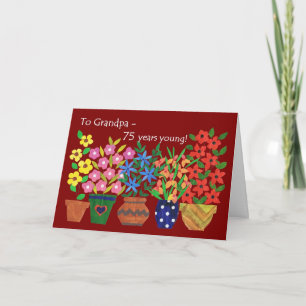 Carte d'anniversaire 75e pour grand-père, Flower P