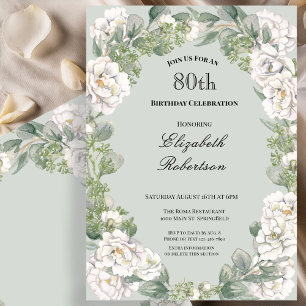 Carte d'anniversaire 80 ans femme avec bordure flo
