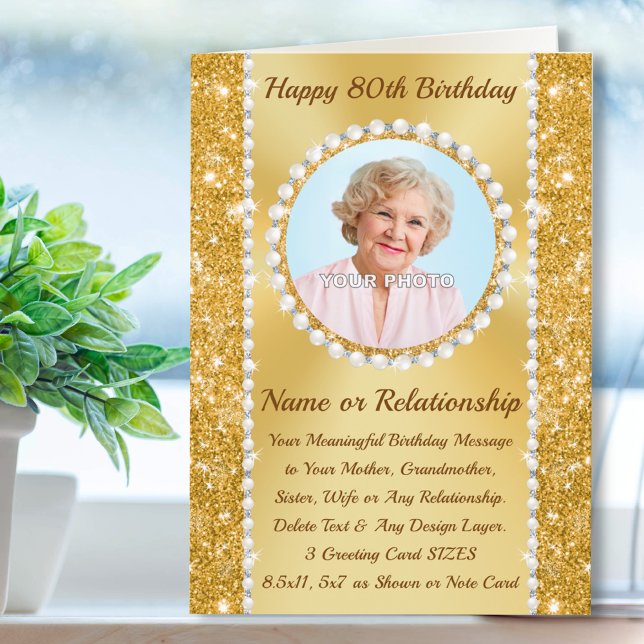 Carte d'anniversaire 80e pour maman, soeur, femme, (Personalised, 80th birthday card for sister. 80th birthday greetings for a woman, mom, mum, wife. )
