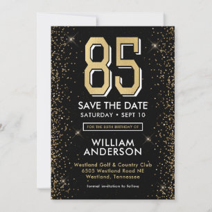 Carte d'anniversaire 85 ans noir moderne