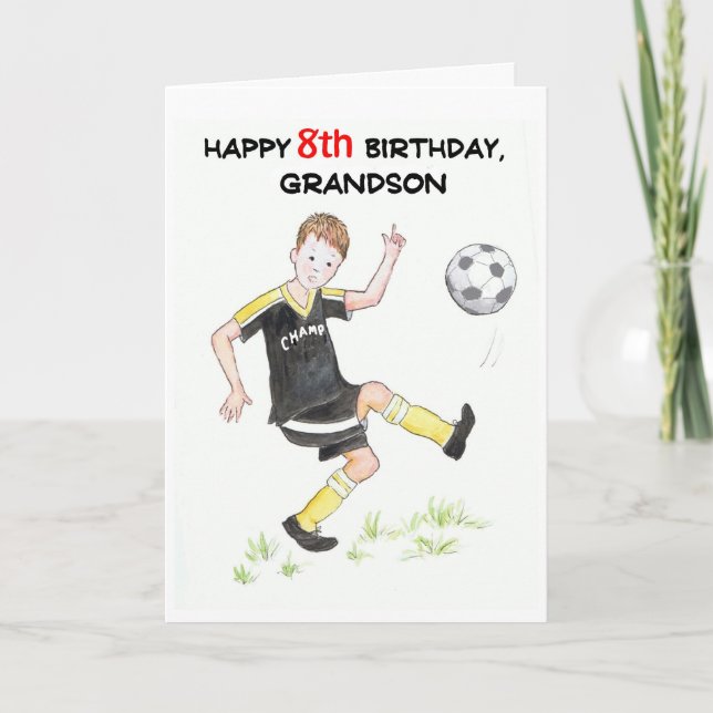 Carte d'anniversaire 8e pour un petit-fils - Footb (Devant)