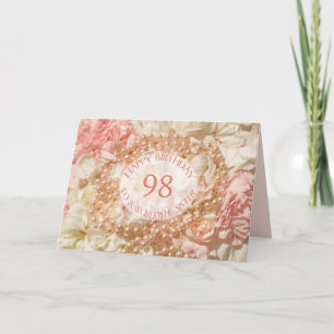 Carte d'anniversaire 98 ans pour sœur, perles et p