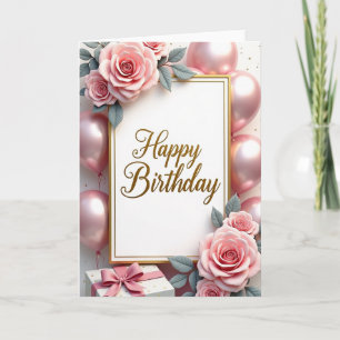 Carte d'anniversaire à bordure dorée
