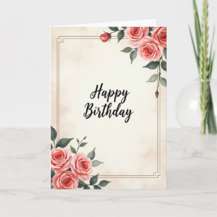 Carte d'anniversaire à calligraphie rose
