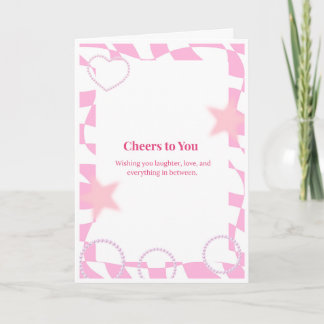 Carte d'anniversaire à carreaux roses