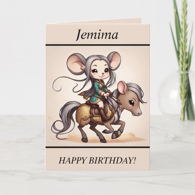 Carte d'anniversaire à cheval Cute Chibi (Devant)