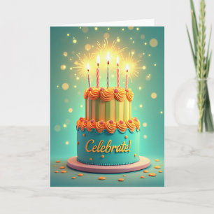 Carte d'anniversaire à étages sarcelle