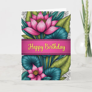 Carte d'anniversaire à feuille de teal