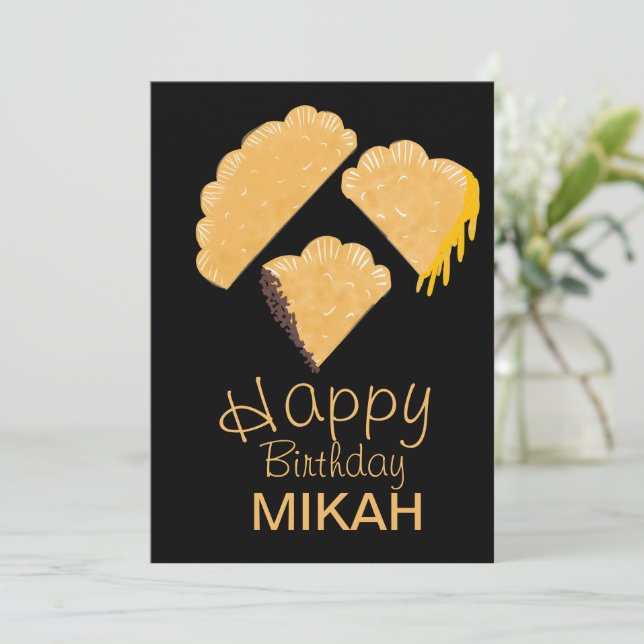 Carte d'anniversaire à la main Empanada (Debout devant)