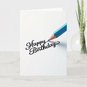 Carte d'anniversaire à l'écriture bleue Joyeux