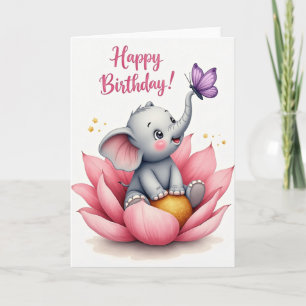 Carte d'anniversaire à l'éléphant floral