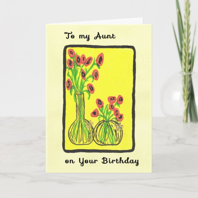 Carte d'anniversaire à main dessinée pour la tante (Devant)