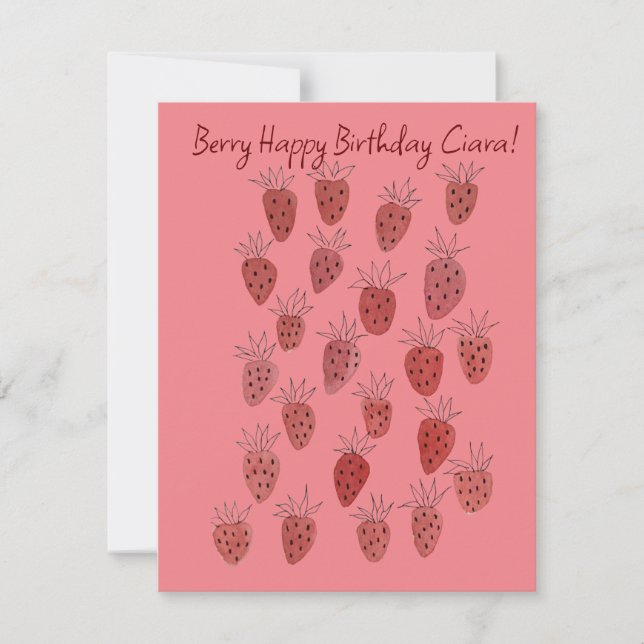 Carte d'anniversaire à motif de fraise fantaisiste (Devant)