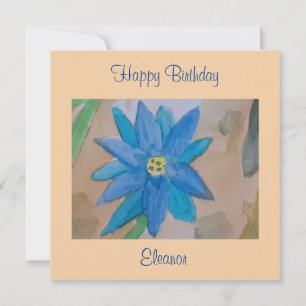 Carte d'anniversaire à plat de fleurs bleues
