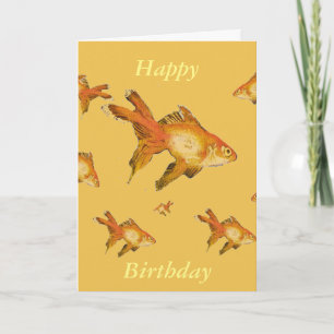 carte d'anniversaire à poissons rouges