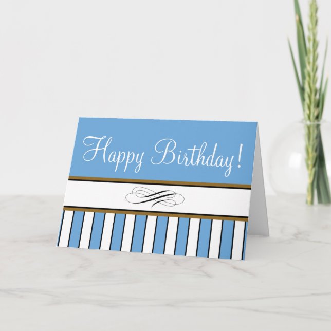 Carte d'anniversaire à rayures bleues (Devant)