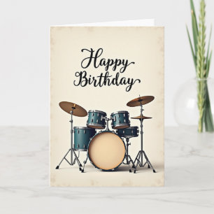 Carte d'anniversaire à tambour sarcelle