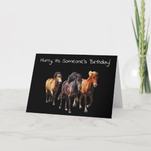 Carte d'anniversaire à trois chevaux