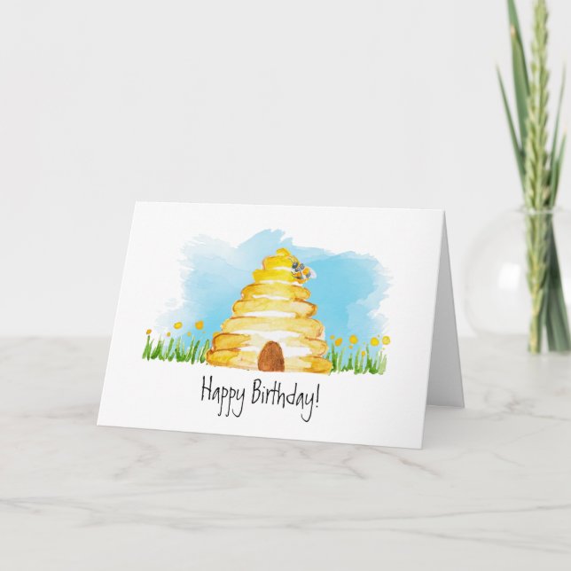 Carte d'anniversaire Abee aquarelle heureuse (Devant)