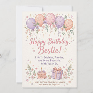 Carte d'anniversaire adorable et douce pour meille