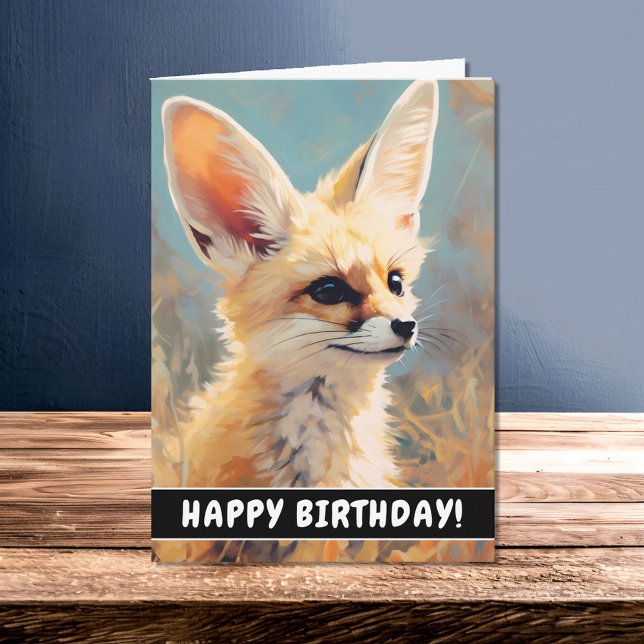 Carte d'anniversaire adorable Fennec Fox Portrait (Créateur téléchargé)