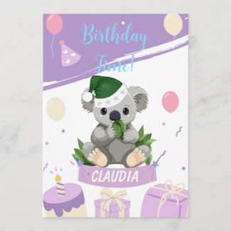 Carte d'anniversaire adorable koala avec ballons e