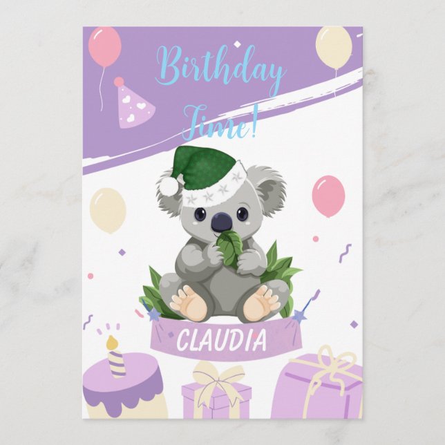 Carte d'anniversaire adorable koala avec ballons e (Devant)
