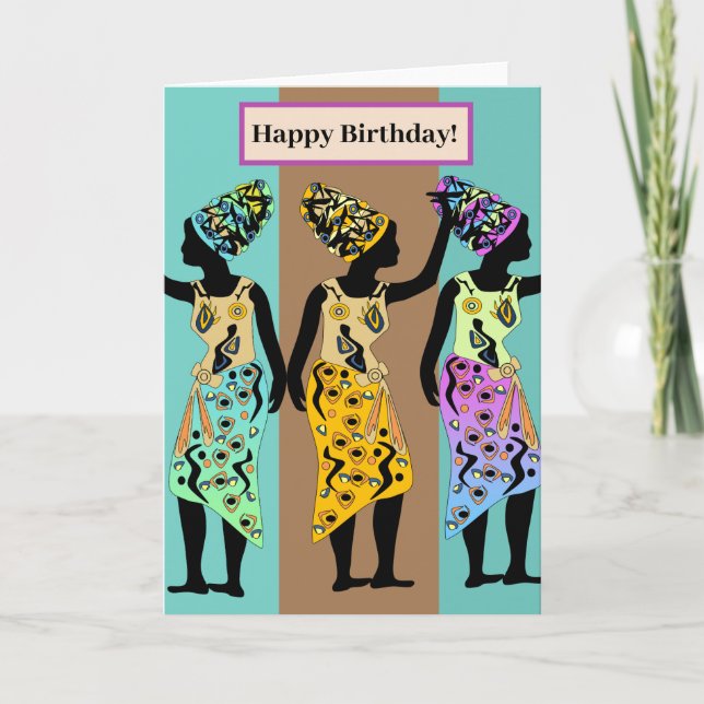 Carte d'anniversaire Afro African Nubian Art perso (Devant)