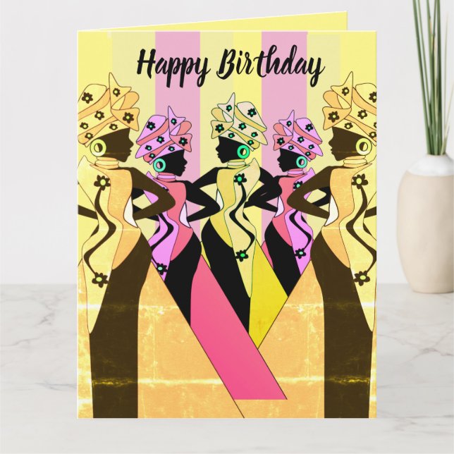 Carte d'anniversaire afro-américaine de la femme n (Devant)