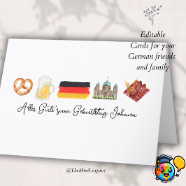 Carte d'anniversaire allemande joyeuse, Alles Gute