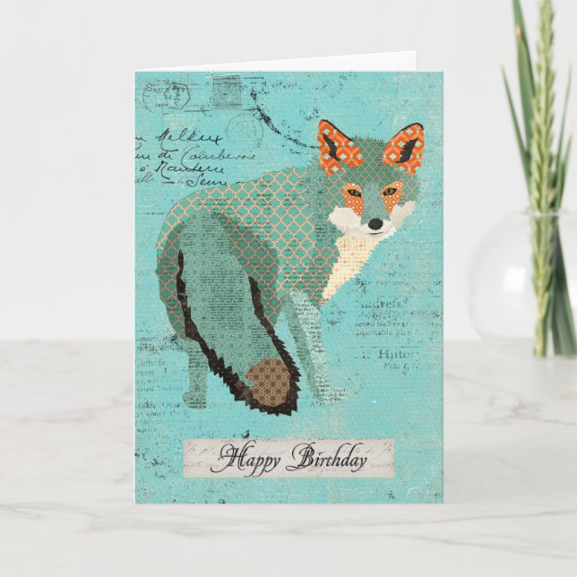 Carte d'anniversaire ambre de Fox de Smokey rétro (Devant)