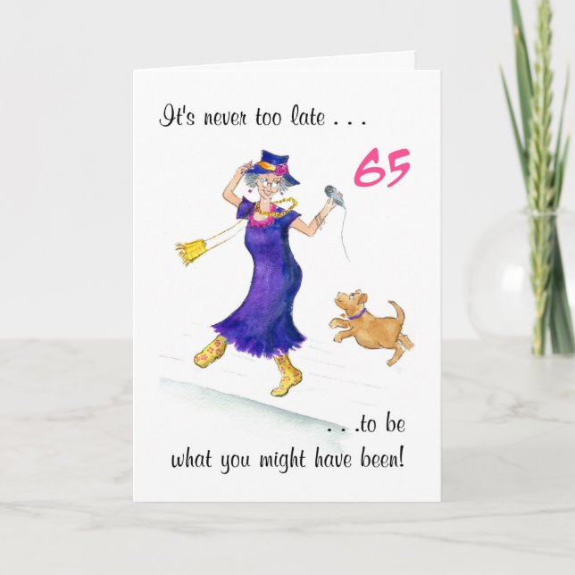 Carte d'anniversaire amusante 65e pour une femme (Devant)