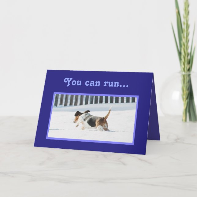 Carte d'anniversaire amusante avec Basset & Cupcak (Devant)