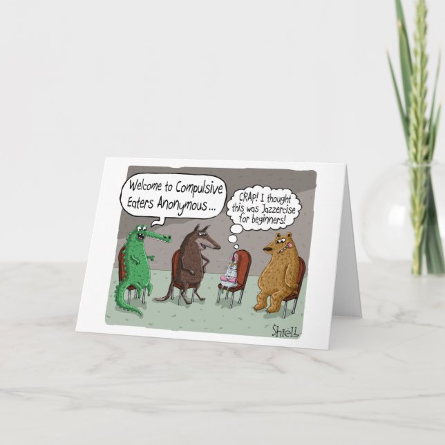 Carte d'anniversaire amusante avec des ANIMAUX CUT (Devant)