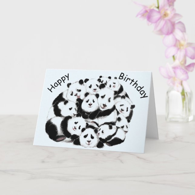 Carte d'anniversaire amusante avec des Pandas heur (Orchidée)
